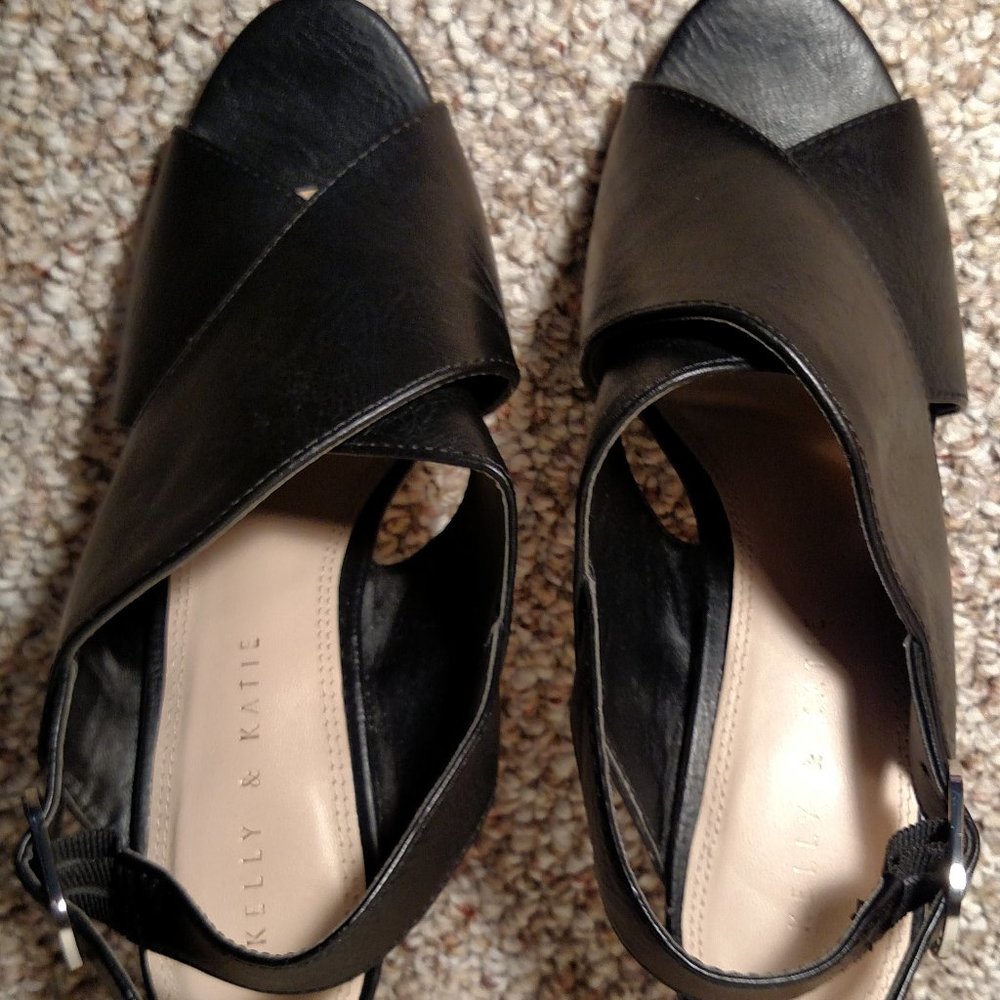 Kelly & Katie black sandals, size 8 with 3 inch heel